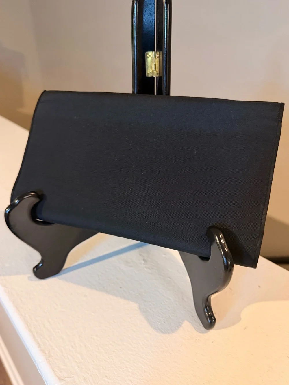 Vintage Gucci Black Satin Bow Evening Clutch Formal Designer Bag